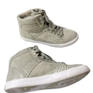 G by Guess Womens Gray High Top Faux Leather Sneakers Shoes Size 8M